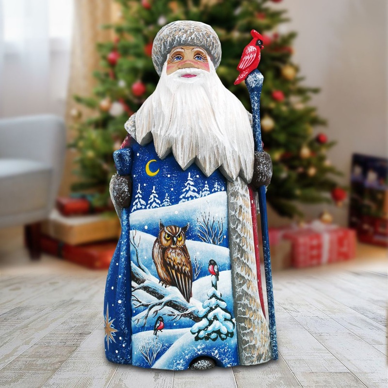 Santa Wise Watcher Hand-Painted WOODCARVED Masterpiece by G. DeBrekht – Wildlife Holiday Decor – 821595