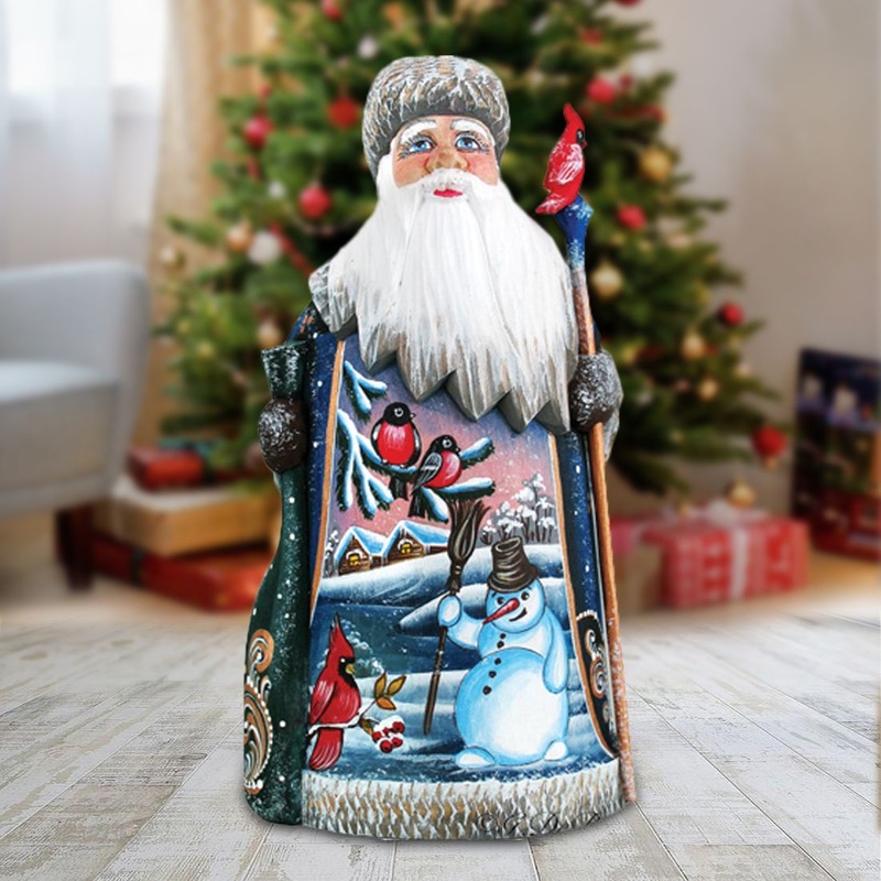 Snowman Play Santa Hand-Painted WOODCARVED Masterpiece by G. DeBrekht – Christmas Decor – 8214932