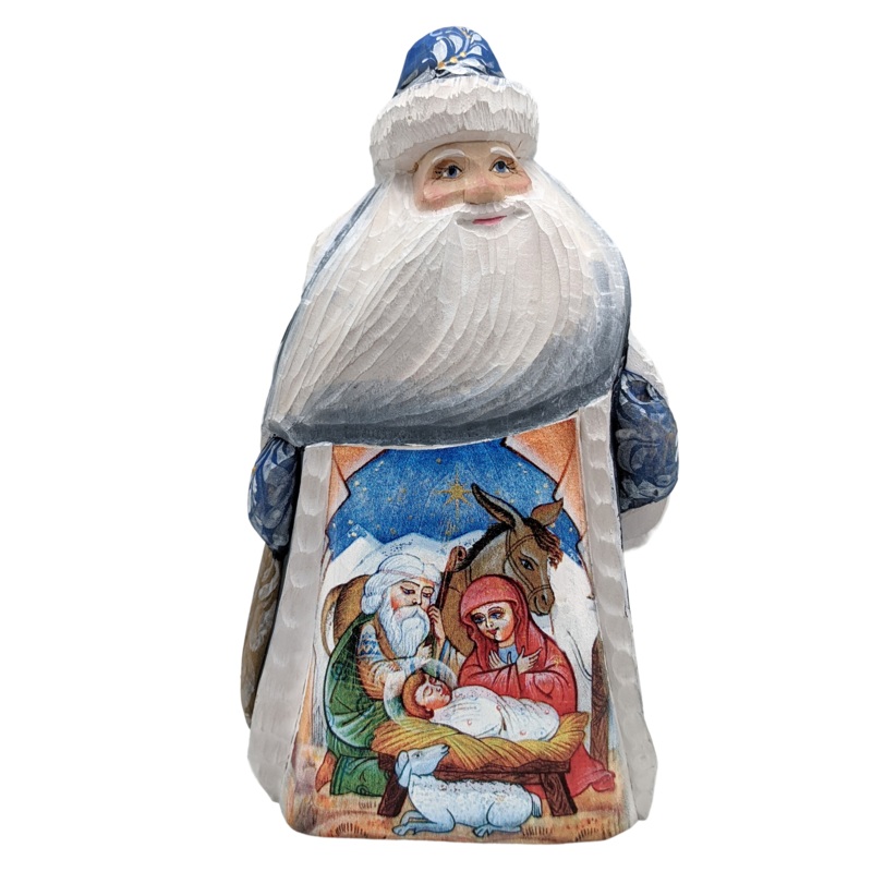 The Birth of the Mediator Santa Hand-Painted WOODCARVED Figurine by G. DeBrekht – Nativity Holiday Decor – 8209013