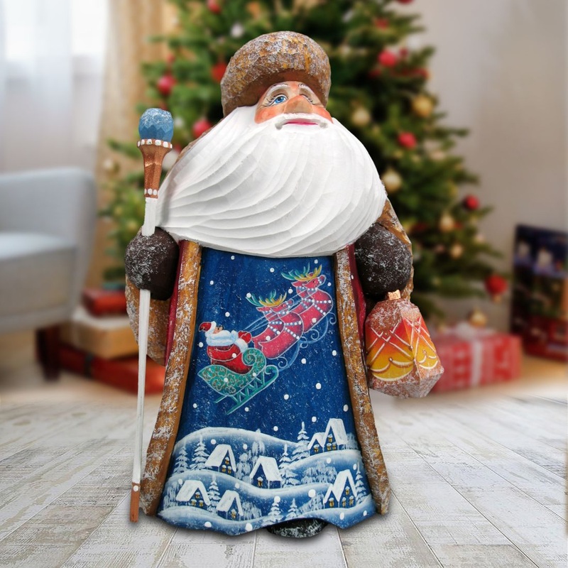Up-Up Away Yuletide Hand-Painted WOODCARVED Masterpiece by G. DeBrekht – Christmas Decor – 8214832