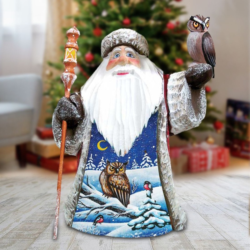 Watchful Owls Hand-Painted WOODCARVED Masterpiece by G. DeBrekht – Wildlife Holiday Decor – 8215583 *** PRE-ORDER – Handmade Just for You! ***