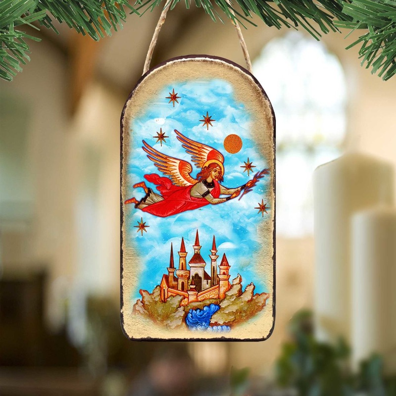 Watching Over Flying Angel Religious Christian Sacred Icon Ornament – Inspirational Icon Decor – 87034