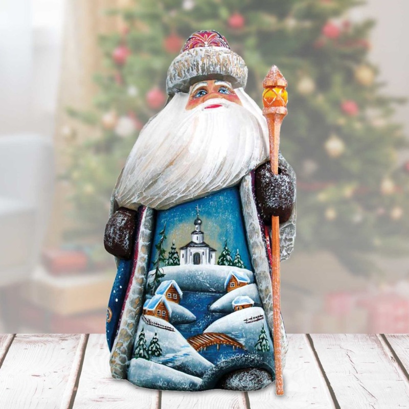 Winter Church Santa Hand-Painted WOODCARVED Masterpiece by G. DeBrekht – Nativity Holiday Decor – 8214838