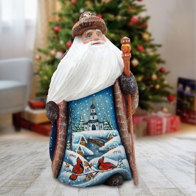 Winter House Santa Hand-Painted WOODCARVED Masterpiece by G. DeBrekht – Wildlife Holiday Decor – 8214839