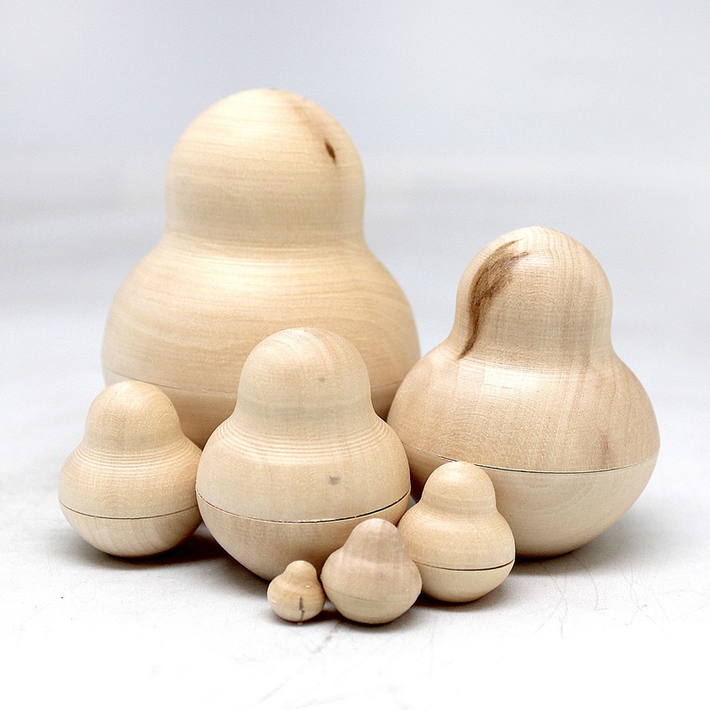 6-pieces Nested Doll – Old World Matreshka Unpainted Natural Wood Doll 3-Inch – Handmade from Linden Wood Ready to be Painted or Perfect as a Gift, Make-It-Take-It