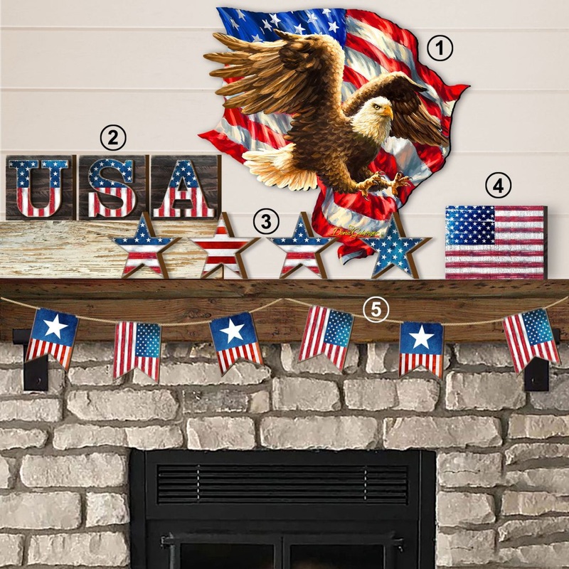 American Patriotic Composition Set of 15 Wall Block – American Patriotic Decor – 852760-S15