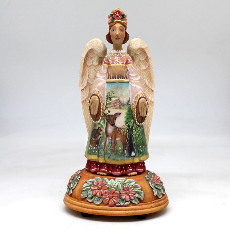 Angel with Animals Musical Figurine- Limited Edition Figurine Reserve by  8 x 4.5 x 3.5 Handpainted Collectible Figurine, Unique Decor Made in the USA
