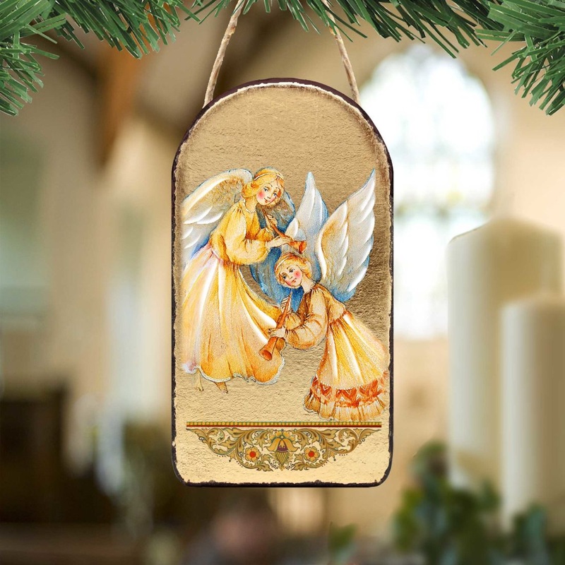 Angels Watching Over You Religious Christian Sacred Icon Ornament – Inspirational Icon Decor – 87046