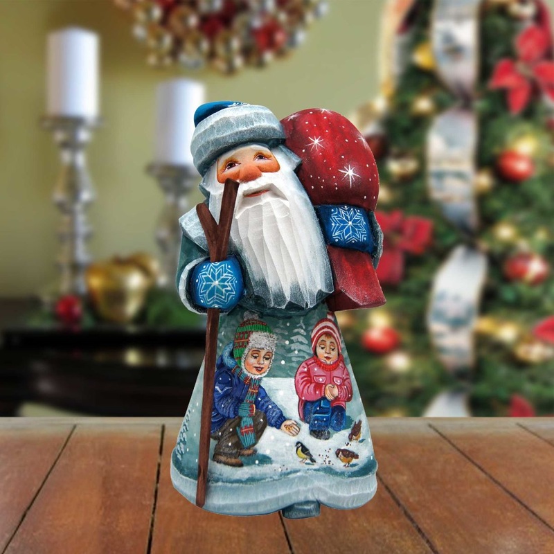 Children Snow Play Santa Hand-Painted WOODCARVED Masterpiece by G. DeBrekht – Christmas Decor – 82150923 *** PRE-ORDER – Handmade Just for You! ***