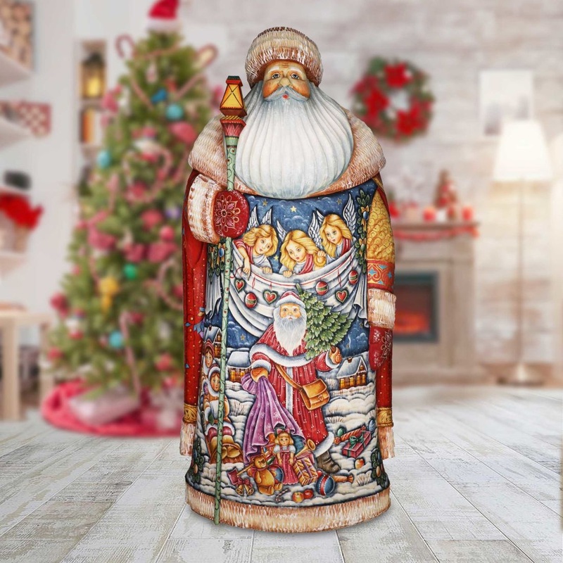Christmas Guardian Santa Hand-Painted WOODCARVED Masterpiece by G. DeBrekht – Nativity Holiday Decor – L291832
