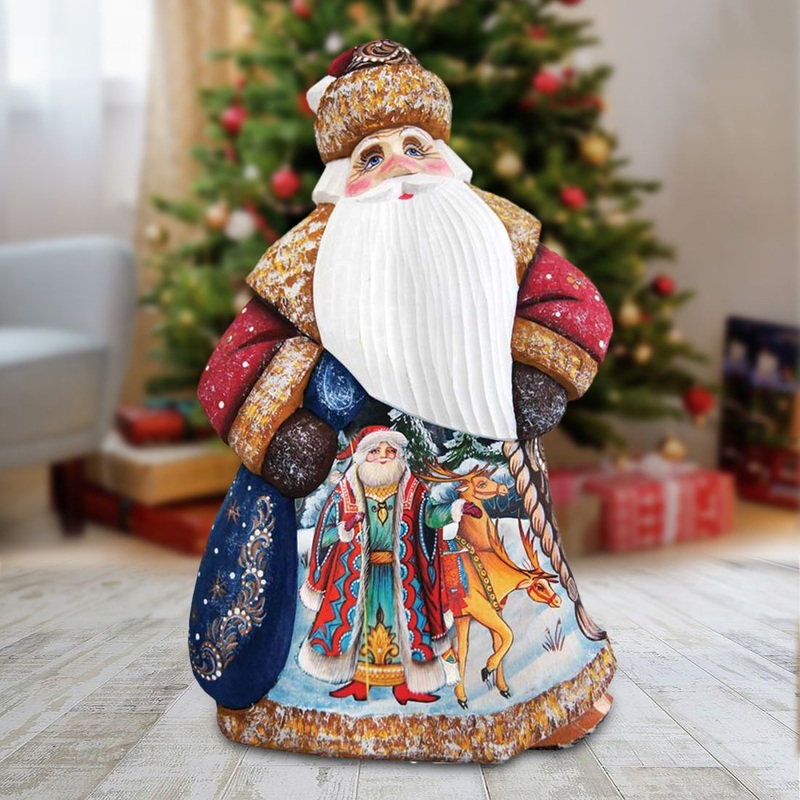 Courier Dancing Santa Hand-Painted WOODCARVED Masterpiece by G. DeBrekht – Christmas Decor – 8214817 *** PRE-ORDER – Handmade Just for You! ***