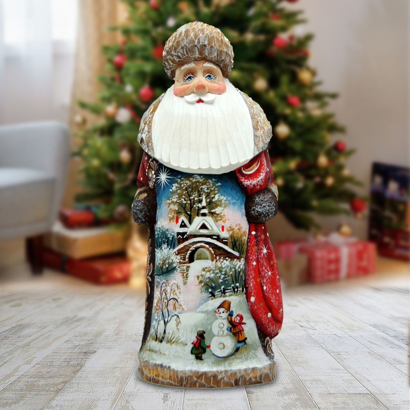 First Day of Winter Santa Hand-Painted WOODCARVED Masterpiece by G. DeBrekht – Christmas Decor – 242211