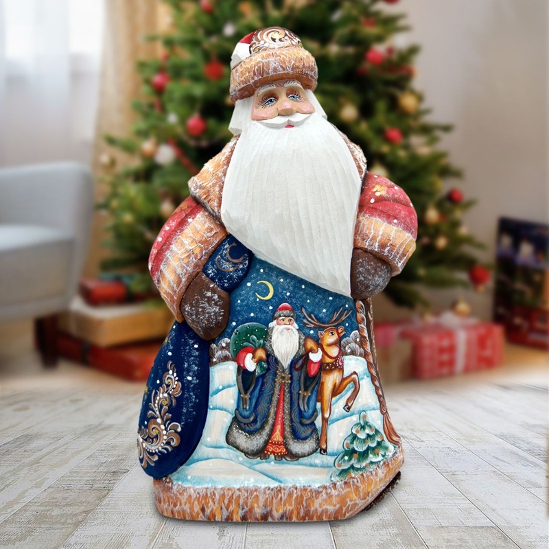 Frosting Story Santa Hand-Painted WOODCARVED Masterpiece by G. DeBrekht – Wildlife Holiday Decor – 8214821 *** PRE-ORDER – Handmade Just for You! ***