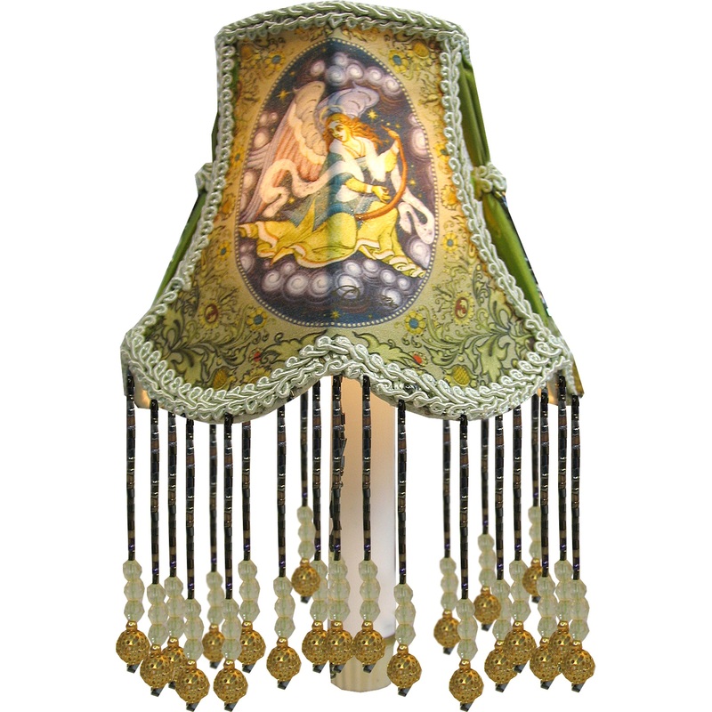 Guardian Musical Angel Chandelier – Handmade Silk Tapestry with Hand-Embroidered Tassels 5 Diameter x 6 Height by  – Unique Handcrafted Light Home Decor