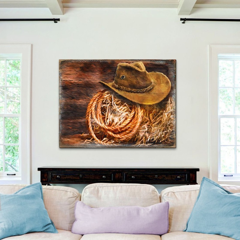 Lothen Cowboy Hat Art Wooden Wall Art by Nature Wonders – Nature Wildlife Decor – 95233B