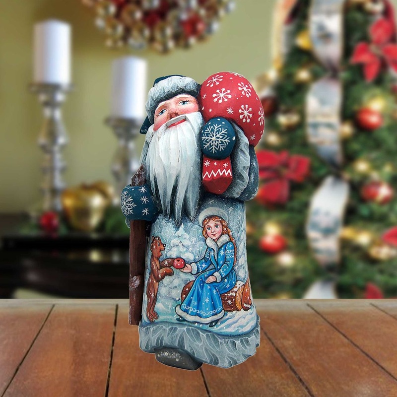 Mr. Mrs. Santa Hand-Painted WOODCARVED Masterpiece by G. DeBrekht – Christmas Decor – 8215106 *** PRE-ORDER – Handmade Just for You! ***