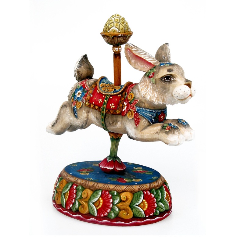 Musical Figurine – Carousel Bunny Handcrafted Christmas Figurine 8 Limited Edition Reserve by  Handpainted Collectible Figurine, Unique Decor Made in the USA