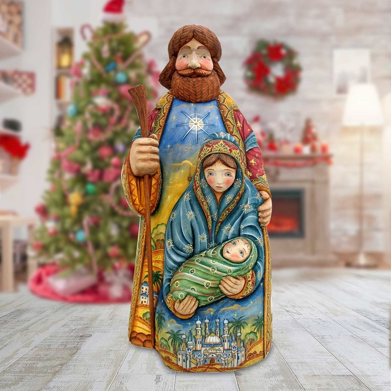 Nativity The Holy Family Hand-Painted WOODCARVED Masterpiece by G. DeBrekht – Nativity Holiday Decor – L265100 – SPECIAL ORDER *** PRE-ORDER – Handmade Just for You! ***
