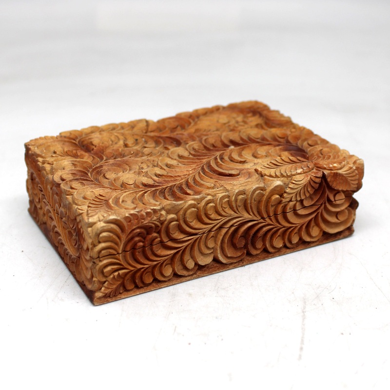 One-of-a-Kind Floral WOODCARVED Jewelry BOX 5x3x1.5 – Handcarved Unique Home Decoration Beautiful Gift Rare Find Collectible, Unique Hand Carved Gift