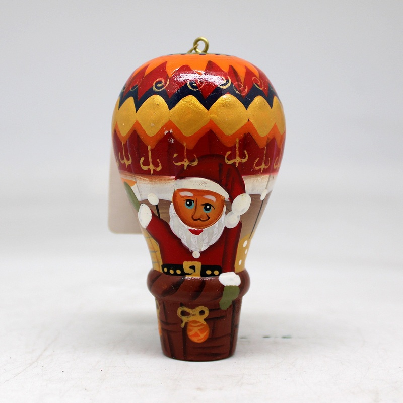 One-of-a-Kind Santa on a Balloon Wooden Ornament 35x2x2 by  – Unique Handcrafted and Handpainted Collectible