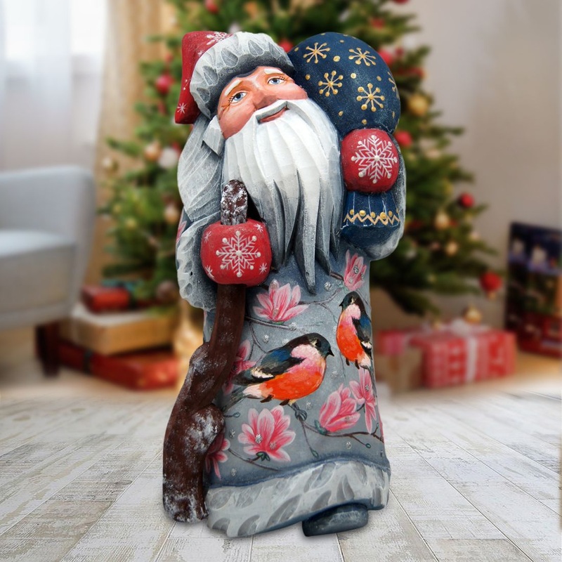 Red Robin Santa Hand-Painted WOODCARVED Masterpiece by G. DeBrekht – Wildlife Holiday Decor – 8215100 *** PRE-ORDER – Handmade Just for You! ***