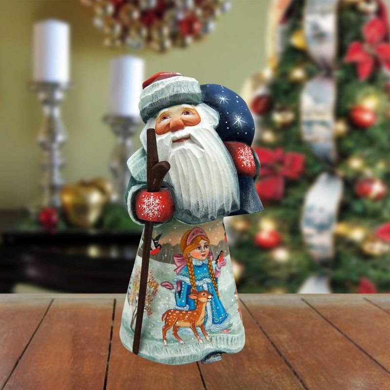 Reindeer Santa Hand-Painted WOODCARVED Masterpiece by G. DeBrekht – Christmas Decor – 82150924 *** PRE-ORDER – Handmade Just for You! ***