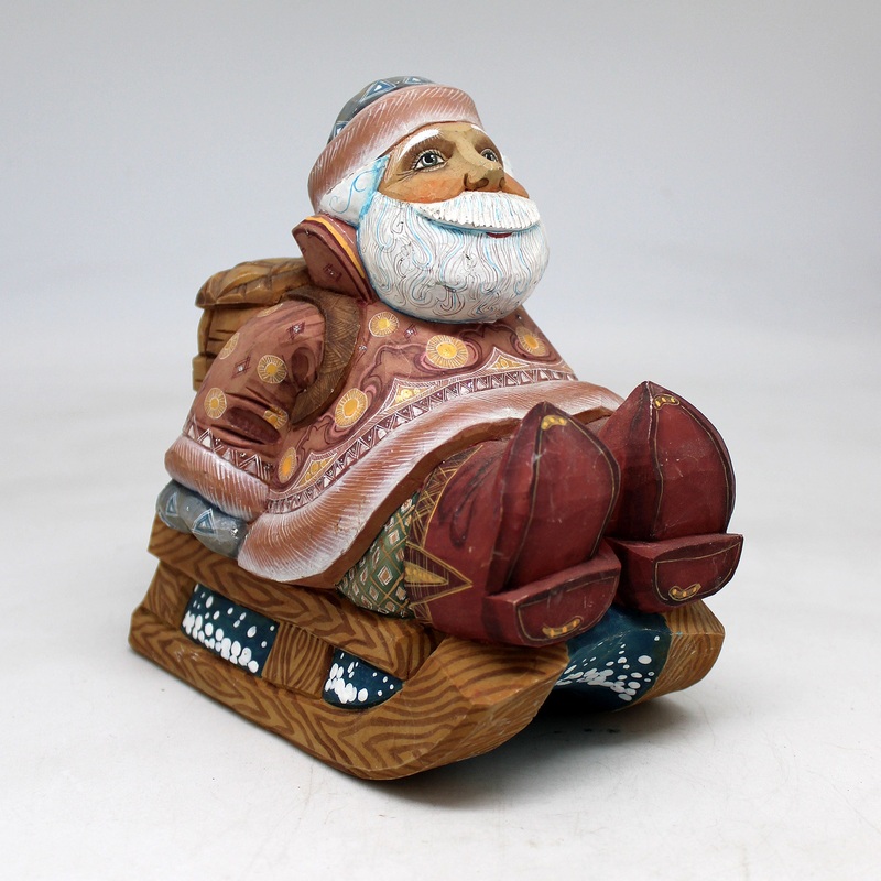 Santa on Sleigh Figurine 5.5×5.5×3.5, Limited Edition Reserve by  Handpainted Collectible Figurine, Unique Decor Made in the USA