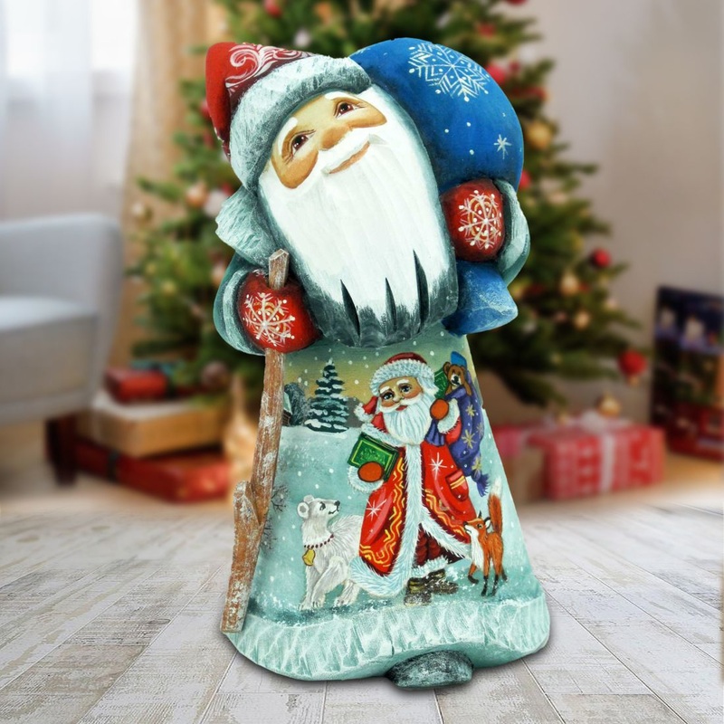 Santa Snowman Play Hand-Painted WOODCARVED Masterpiece by G. DeBrekht – Christmas Decor – 82150922 *** PRE-ORDER – Handmade Just for You! ***