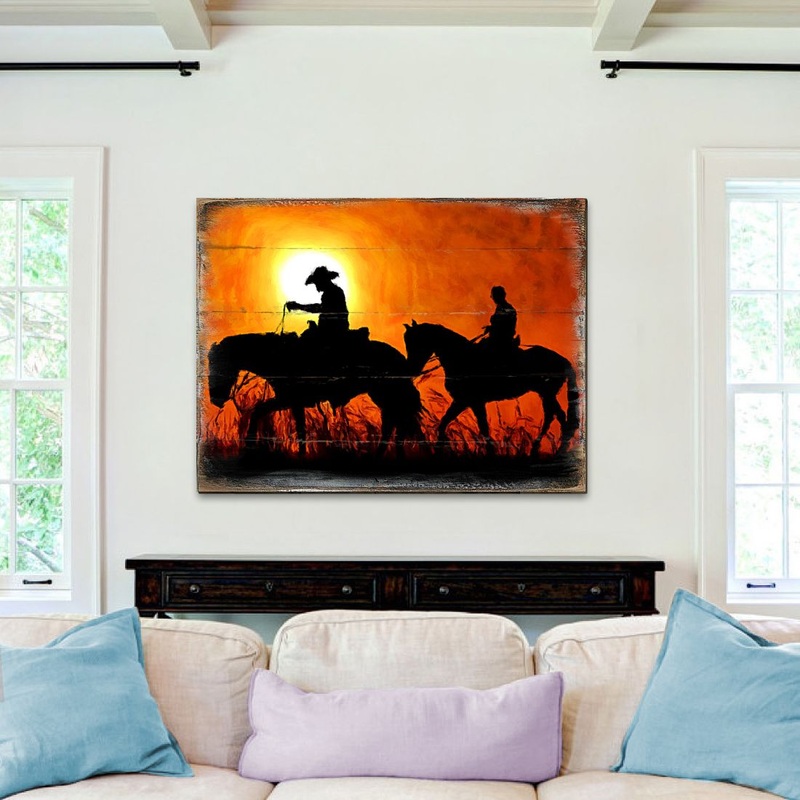 Scheffler Cowboys Art Wooden Wall Art by Nature Wonders – Nature Wildlife Decor – 95230B