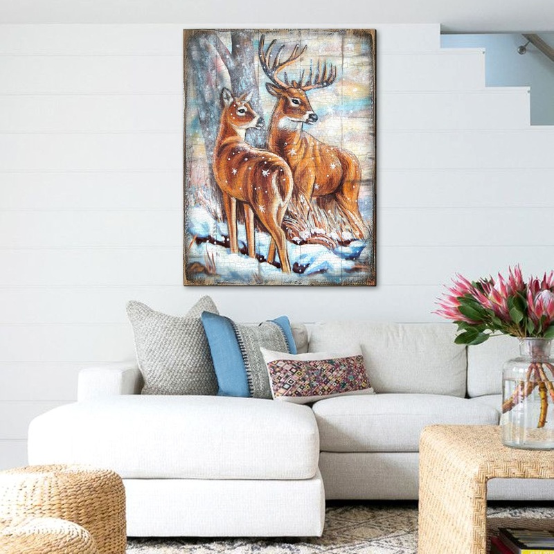 Schmid Deer’s Art Wooden Wall Art by Nature Wonders – Nature Wildlife Decor  – 95212B