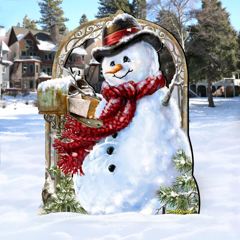Seasons Greetings Snowman Outdoor Holiday Decor Dona Gelsinger Art – Holiday Lawn and Yard Wooden Decor – 8461038-2F-DG