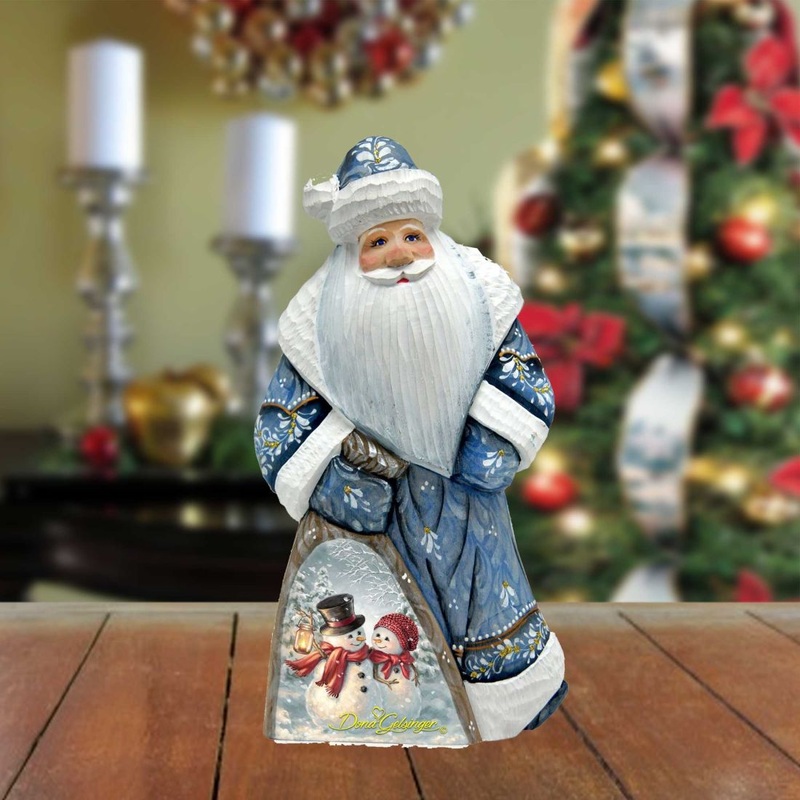 Snow Much in Love Hand-Painted WOODCARVED Figurine by D. Gelsinger – Christmas Santa Snowman Decor – 242105-1708