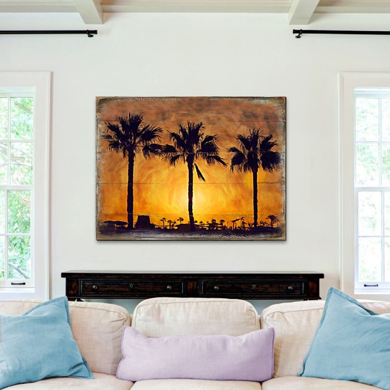 Spates Palm Trees in Sunset Wooden Wall Art by Nature Wonders – Nature Wildlife Decor  – 95275B