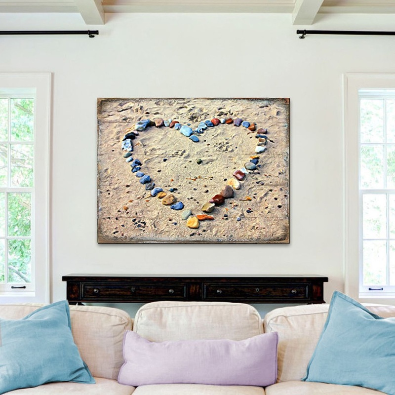 Sperber Heart Wooden Coastal Wall Art by Nature Wonders – Coastal Sea-Life Decor – 95254B