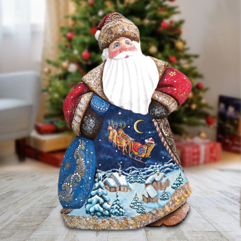 Up Away Dancing Santa Hand-Painted WOODCARVED Masterpiece by G. DeBrekht – Christmas Decor – 8214813 *** PRE-ORDER – Handmade Just for You! ***