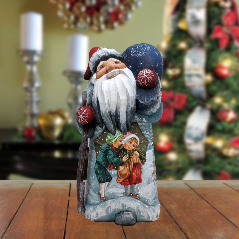 Village Landscape Santa Hand-Painted WOODCARVED Masterpiece by G. DeBrekht – Christmas Decor – 8215108