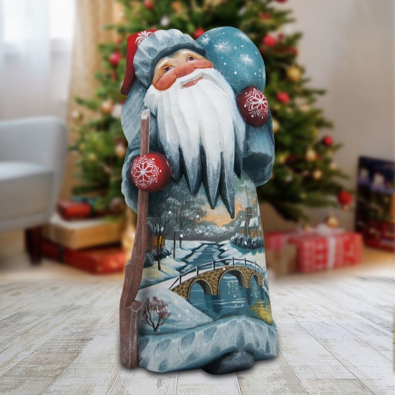Village Winter Santa Hand-Painted WOODCARVED Masterpiece by G. DeBrekht – Christmas Decor – 82150992