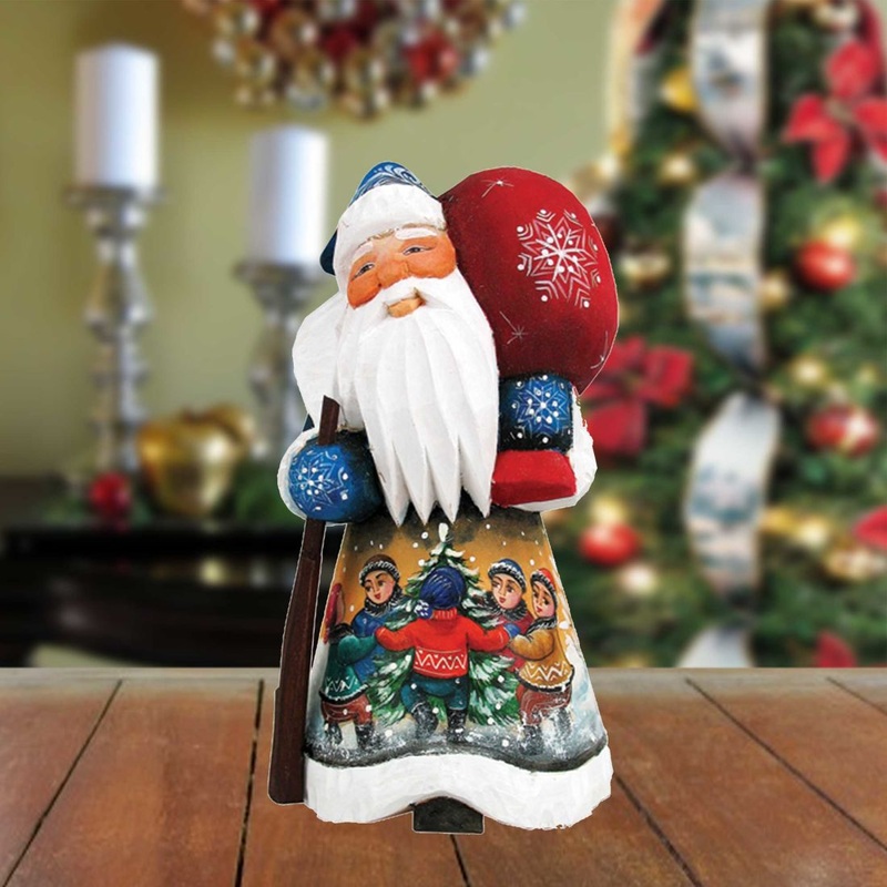 Winter Day Delight Santa Hand-Painted WOODCARVED Figurine by G. DeBrekht – Christmas Decor – 8215090 *** PRE-ORDER – Handmade Just for You! ***