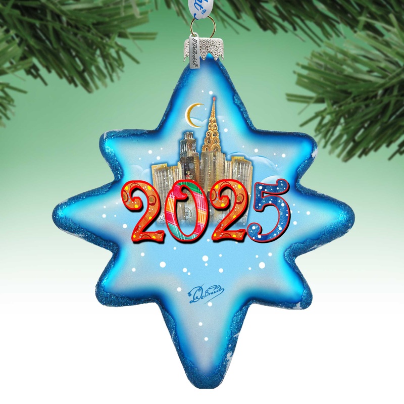 2025 Dated Glass Ornament, Santa & Christmas Decor – 755-047-D25 by G. DeBrekht