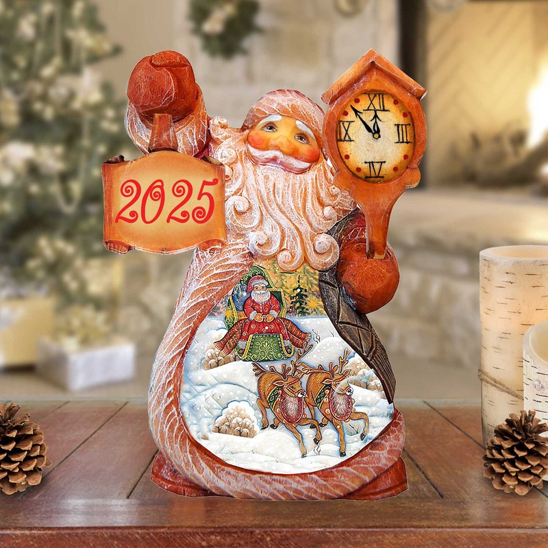 2025 Santa Village Sleigh Ride Christmas Figurine by G. DeBrekht – Christmas Santa Snowman Decor – 5616394-D25
