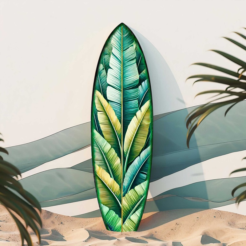 Banana Leaf Surfboard Wall Art  Handcrafted Tropical Coastal Decor by   Indoor Outdoor Beach House Accent  8490151HS