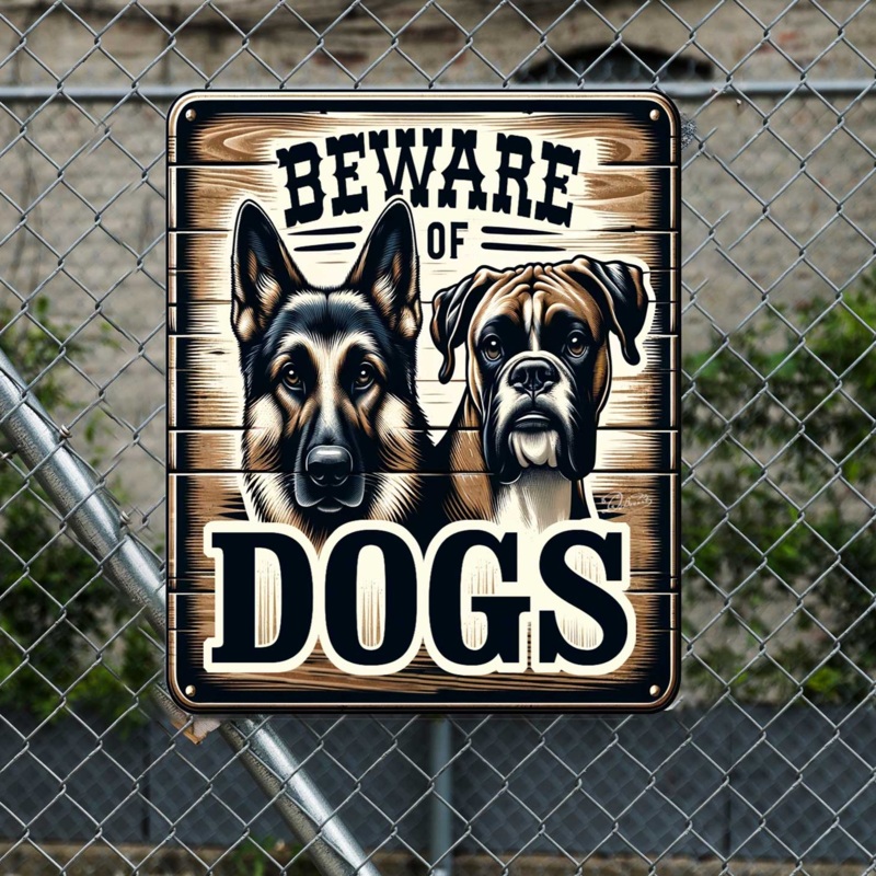 Beware of Dogs Wooden Sign  Handcrafted Birch Plywood Wall Dcor  Indoor & Outdoor UV-Coated Dog Warning Sign  Made in USA – 961062
