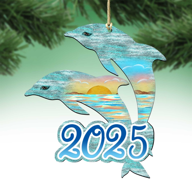 Coastal Holiday Decor – 2025 Dated Coastal Celebration Wooden Ornaments by  – 8198519-D25