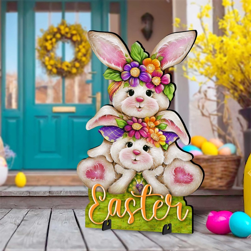 Easter Bunny Outdoor Decoration – Handcrafted Spring Yard Decor by Jamie Mills-Price – Rustic Bunny Art – 8652828F-MP