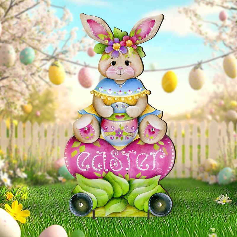 Handcrafted Easter Yard Decor – Easter Bunny Outdoor  Decoration by Jamie Mills-Price – Rustic Spring Decor – 8652826F-MP