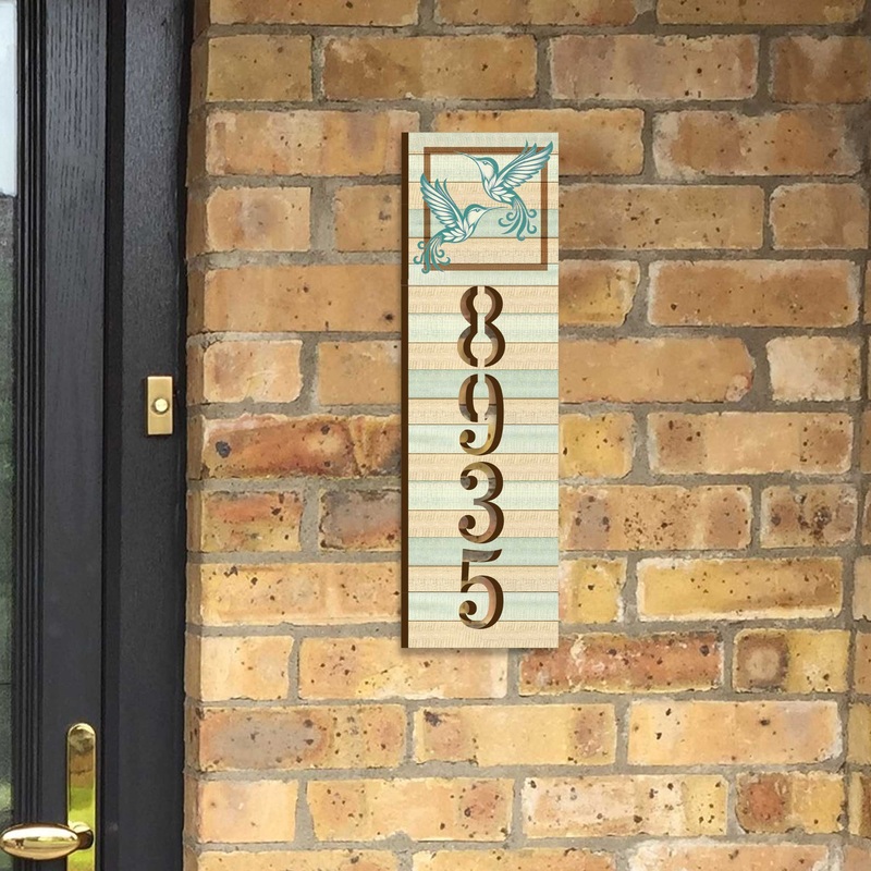 Hummingbird Couple House Number Sign  Handcrafted Wooden Address Plaque for Porch, Entryway, or Garden  Custom Home Handcrafted Wooden Address Sign MA989831