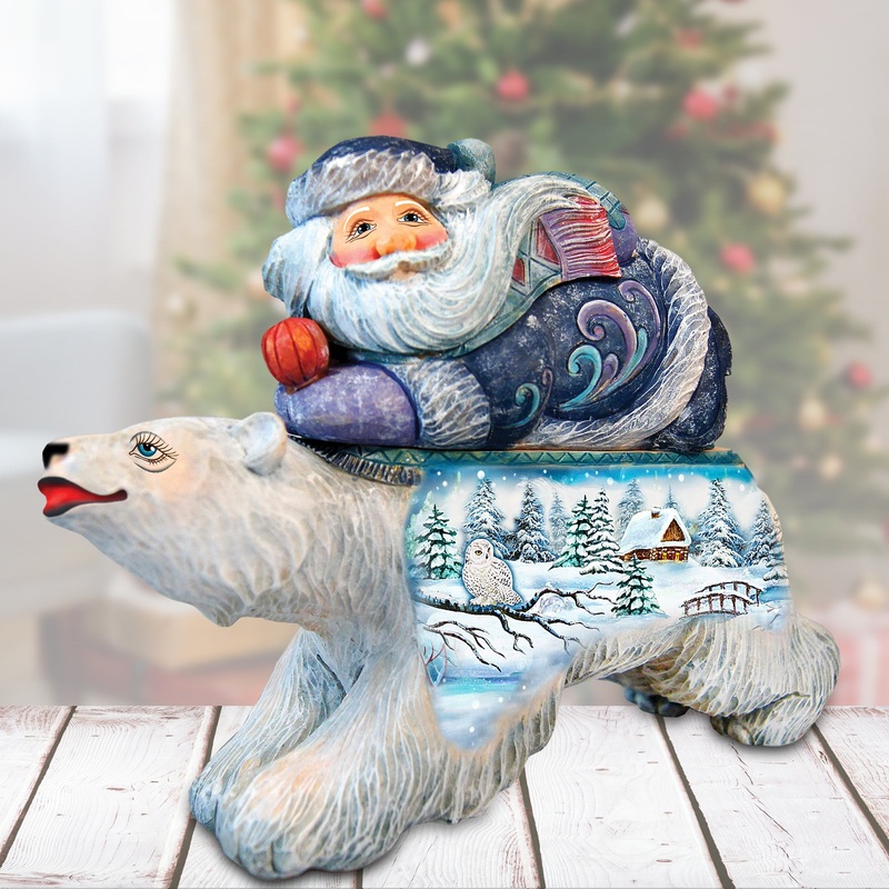 Northern Light Santa Surprise Box Handcrafted Christmas Figurine Reserve G. DeBrekht – Christmas Santa Snowman Dcor – 511472