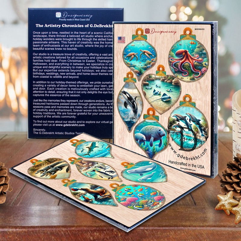 Ocean & Marine Life Wooden Christmas Ornaments Set of 12  Handcrafted Coastal Dcor by  – 8610105-S12