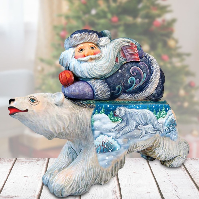 Polar Surprise Santa Surprise Box Handcrafted Christmas Figurine Reserve G. DeBrekht – Christmas Santa Snowman Dcor – 51147