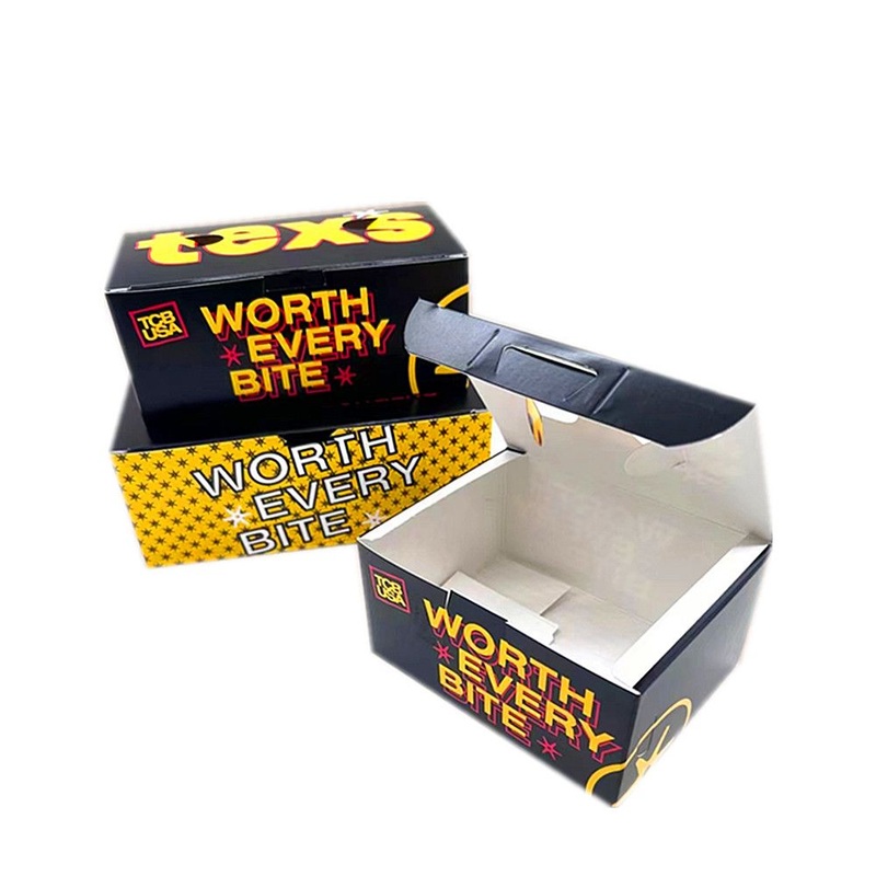 Custom Logo Take out Folding Paper Box for Food Take Away Fried Chicken Burger Fast Food Packaging with Handle and Cutting Hole – Food Take Away Box and Fried Chicken Box price